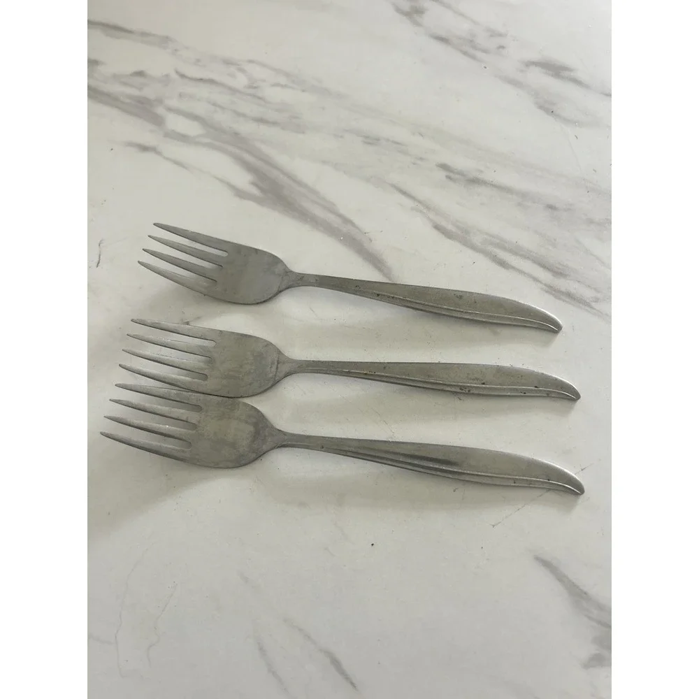 Amcrest Stainless Steel Salad Forks Troy Pattern Japan Flatware Lot of 3